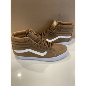 Vans SK8-Hi Reissue Brown Leather Sneakers‎ Shoes Mens SZ 13
